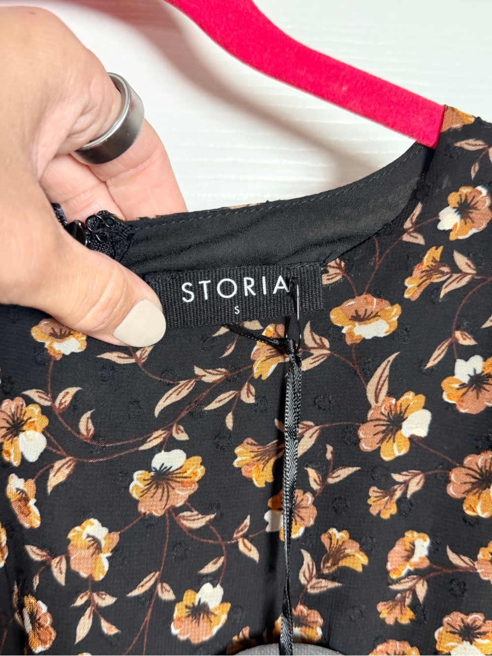Storia Black Floral Ruched Mini Dress Long Sleeve Sheer Cottagecore Size S - Picture 4 of 5